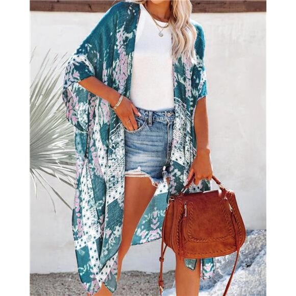 Women's Kimono Swimsuit Coverups Summer Beach Casual Loose Cardigans - Picture 3 of 7